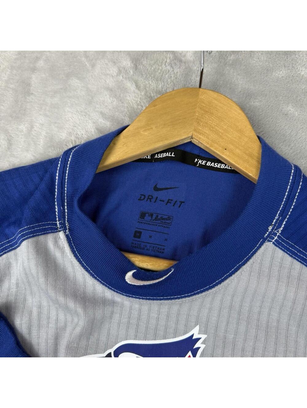 Nike Baseball Toronto Blue Jays Long Sleeve Shirt MLB Grey Blue Size M Athletic - Picture 3 of 9